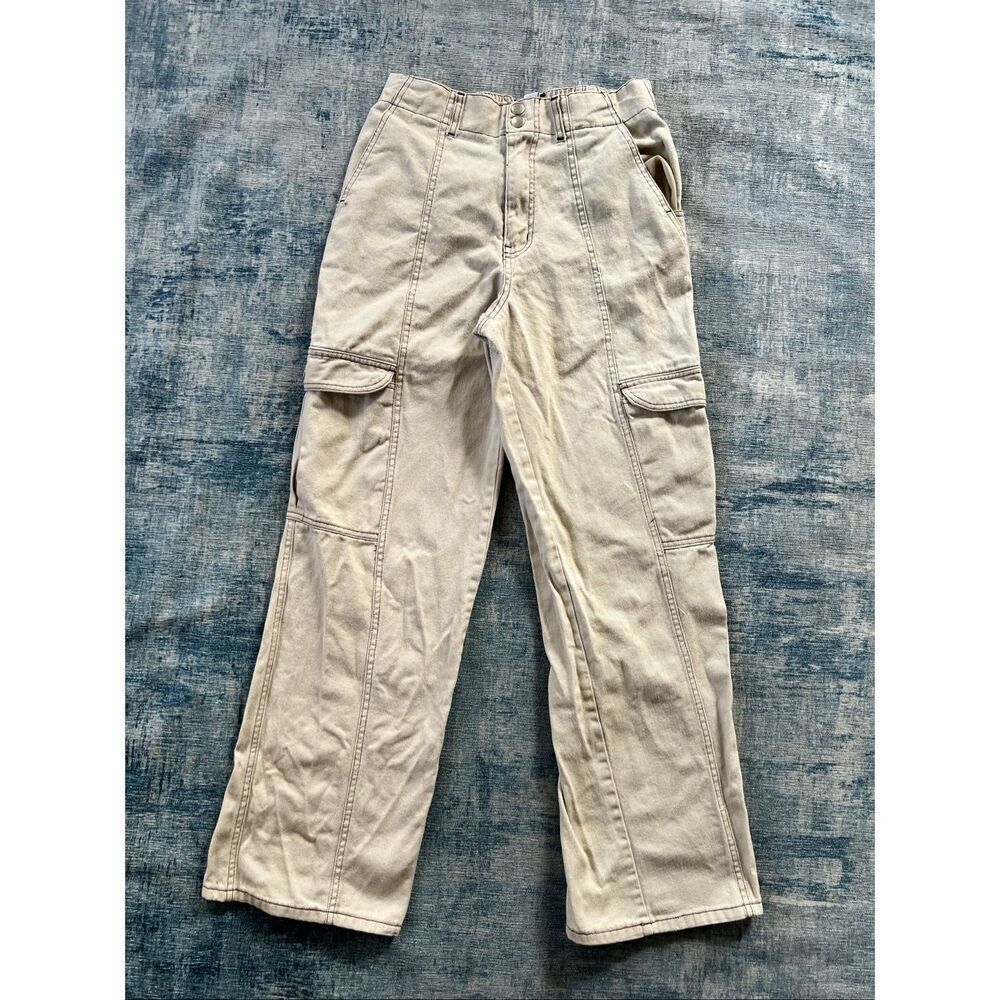 RSQ Khaki Beige Straight Leg Cargo Jeans Women's Large